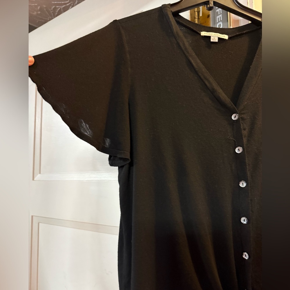 Green Envelope Black Button-Down Top - image 3